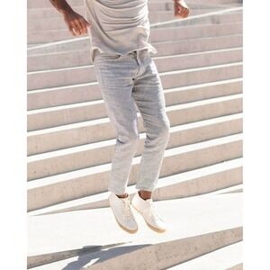 Alex Crane Cham Pants Mens 34 Navy White Striped New 100% Linen Straight Leg